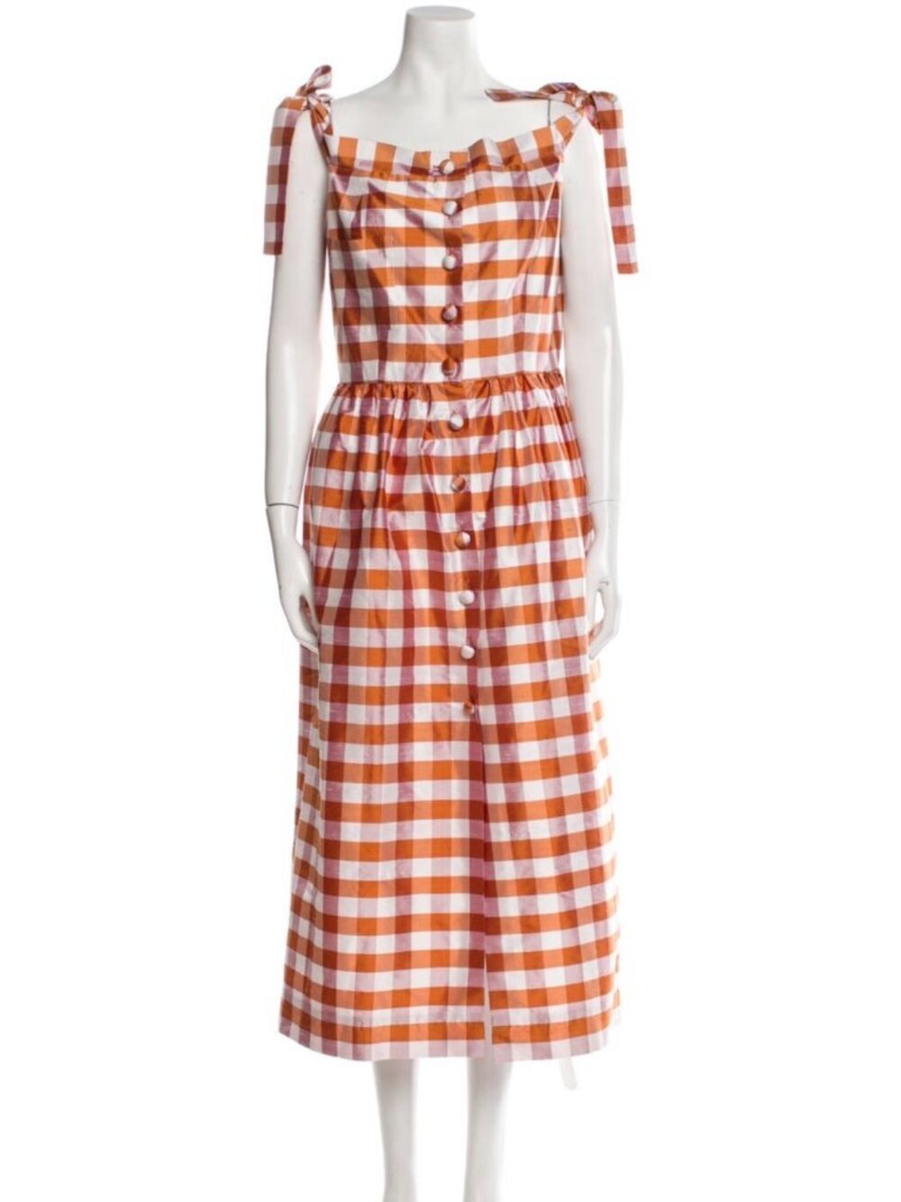ISO MARKARIAN SPRING 2020 PLAID / CHECKED SILK DRESS WITH BUTTONS